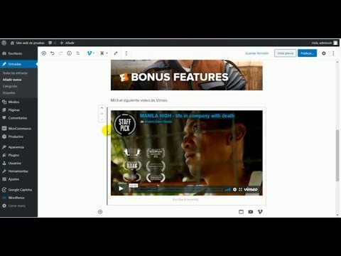 Miniatura · Wordpress: Cómo insertar un vídeo de YouTube o Vimeo