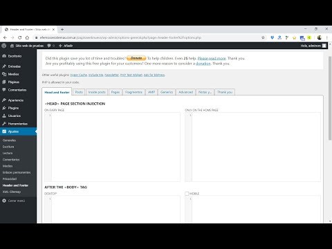 Miniatura · Cambiar pie de página o encabezado (footer y header) en Wordpress 2019